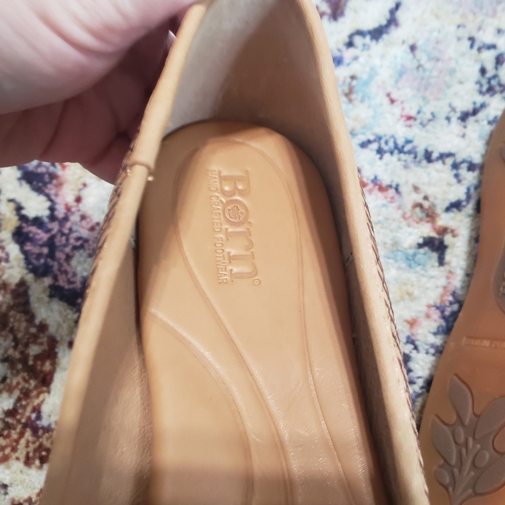 Born Tan Textured Pointed-Toe Ballet Flats with Knot Bow - Picture 8 of 9
